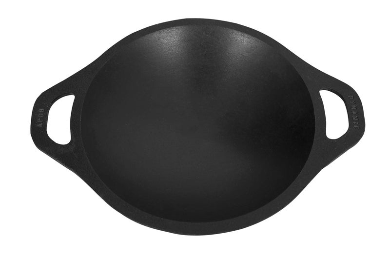 DYNAMIC COOKWARES Premium Pre-Seasoned Even matt Finish Cast Iron Appam Pan 8 Inch/22.05 cm | Gas Compatible | Naturally Nonstick Appam Patra/Chatti/Kallu/Palappam Pan, 100% Pure & Toxin-Free, Black - Image 1