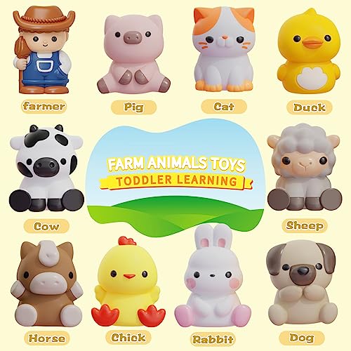 AuroTops Learning Toy for Toddlers 1 2 3+ Years Old, 20 PCS Farm Animal Barn playset & Finger Puppets, Montessori toys for Kids,10 Animals & 10 Barns for Babies Boys Girls Easter Christmas Birthday Gift - Image 2