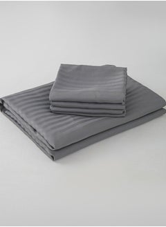 LUNA Home Fitted sheet with elastic corner 160*200 + 30 cm with 2 pillow cases, bedsheet set of 3 piece queen size, dark grey.  - Image 5