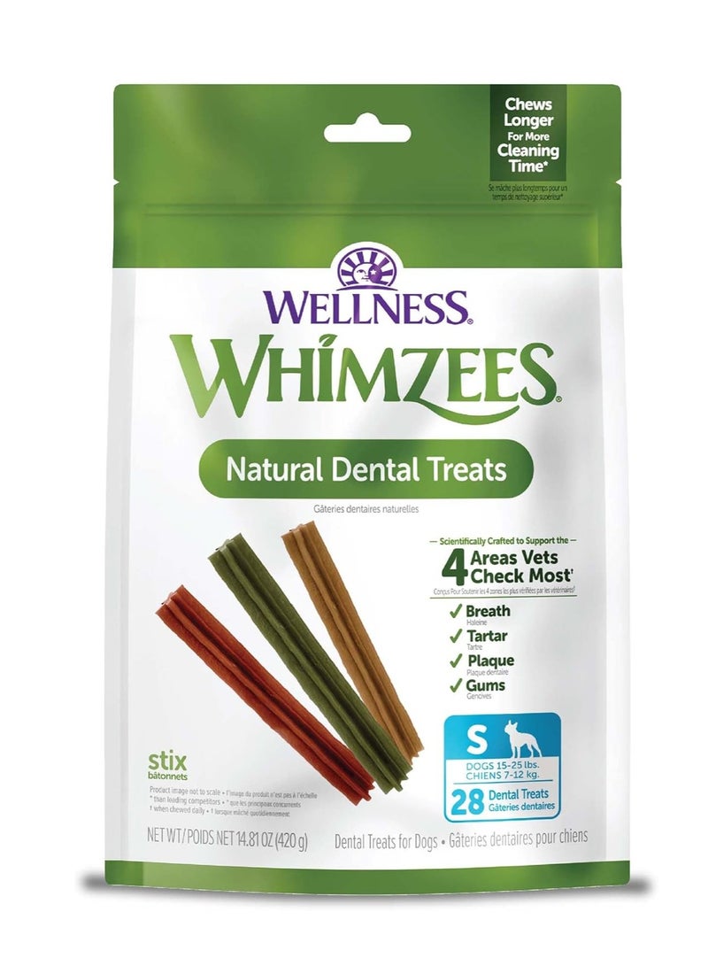 ويمزيس من Wellness Dental Chews للكلاب مكافآت طبيعية طويلة الأمد لأسنان أنظف ونفس منعش خالية من الحبوب ومضادة للحساسية 28 قطعة مضغ - Image 1