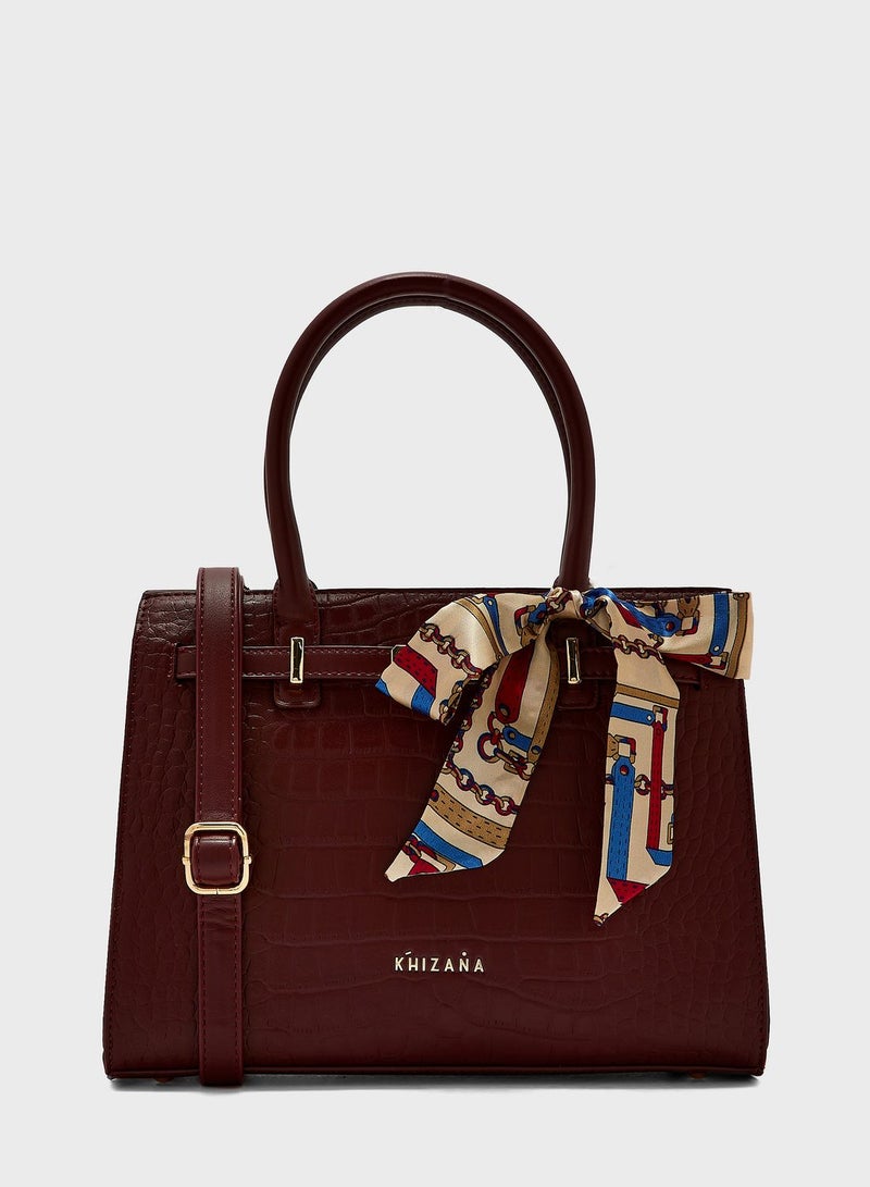 Khizana Croc Handbag With Belt Clasp  - Image 1