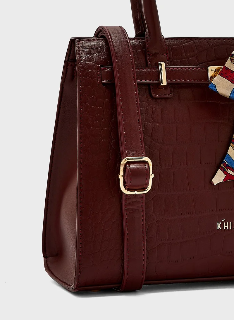 Khizana Croc Handbag With Belt Clasp