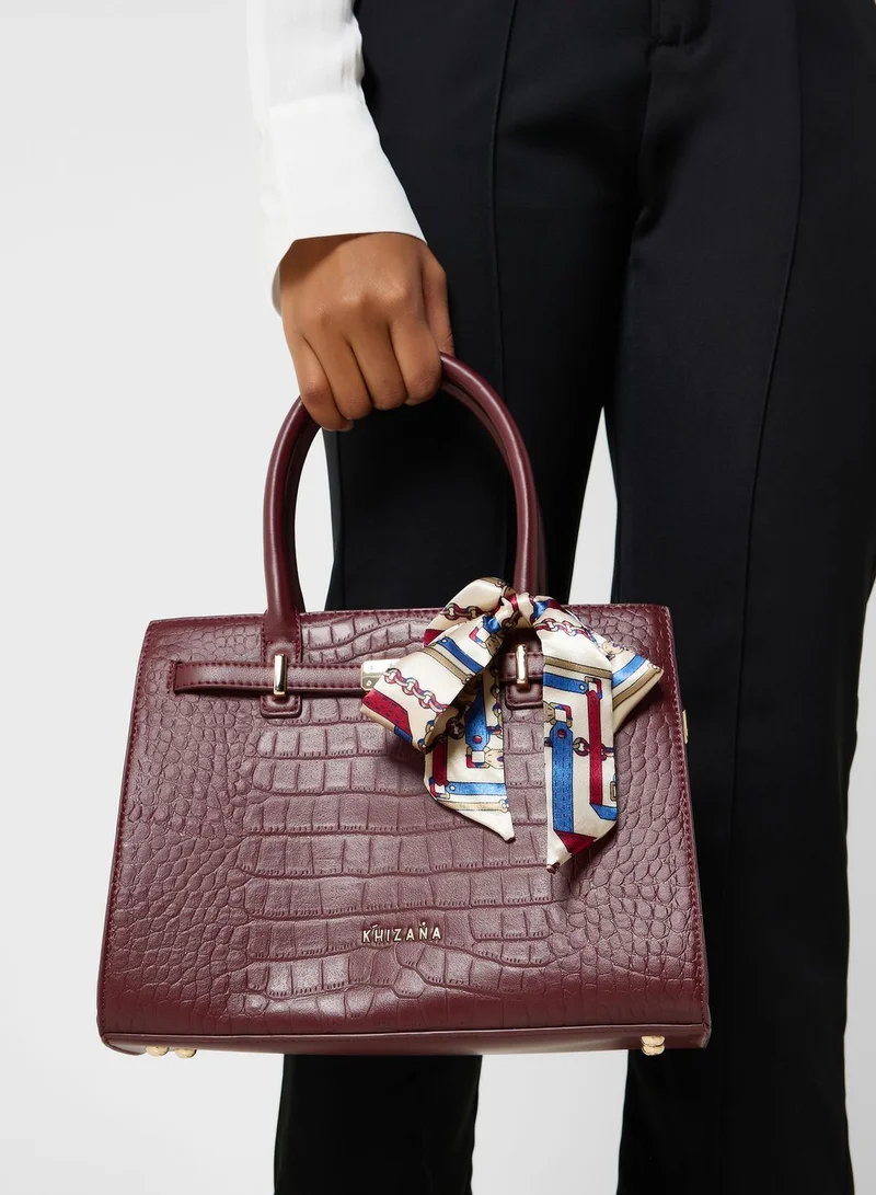 Khizana Croc Handbag With Belt Clasp