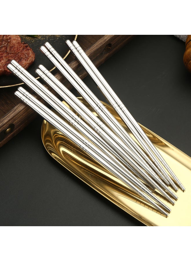 304 Stainless Steel Chopsticks Food Grade Household Hotel All-square Chopsticks High-grade Suit Anti-slip Mildew-proof Half-square Chopsticks-Specifications:Half Square Light Body 23cm [304 Material]  - Image 5