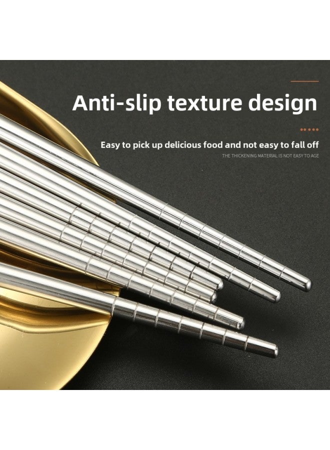 304 Stainless Steel Chopsticks Food Grade Household Hotel All-square Chopsticks High-grade Suit Anti-slip Mildew-proof Half-square Chopsticks-Specifications:Half Square Light Body 23cm [304 Material]  - Image 4