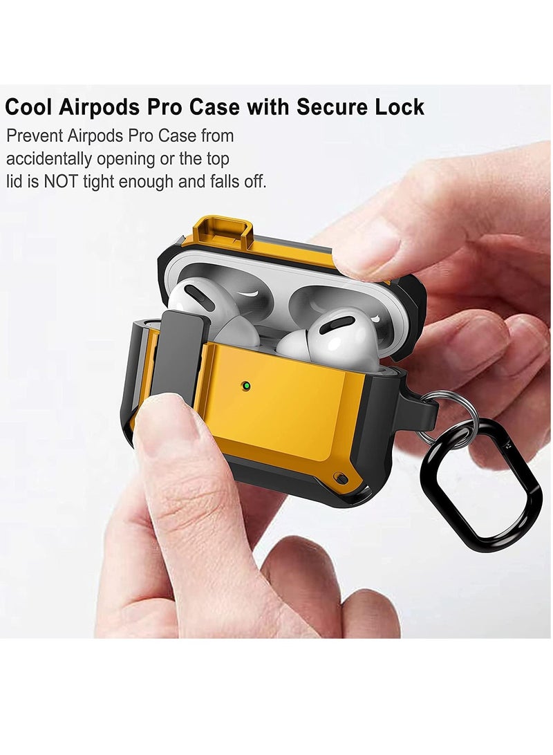 Upgraded [Secure Lock] Armor Airpod Pro Case, Fibuntun Shockproof AirPods Pro Cover Cool iPod Pro Case Designed for Apple Air Pod Wireless Pro Cases for Men Women - Image 2