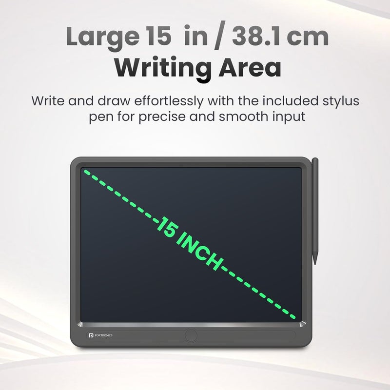 لوحة الكتابة القابلة لإعادة الكتابة LCD بحجم 15 بوصة من رافباد (رمادي) - Image 2