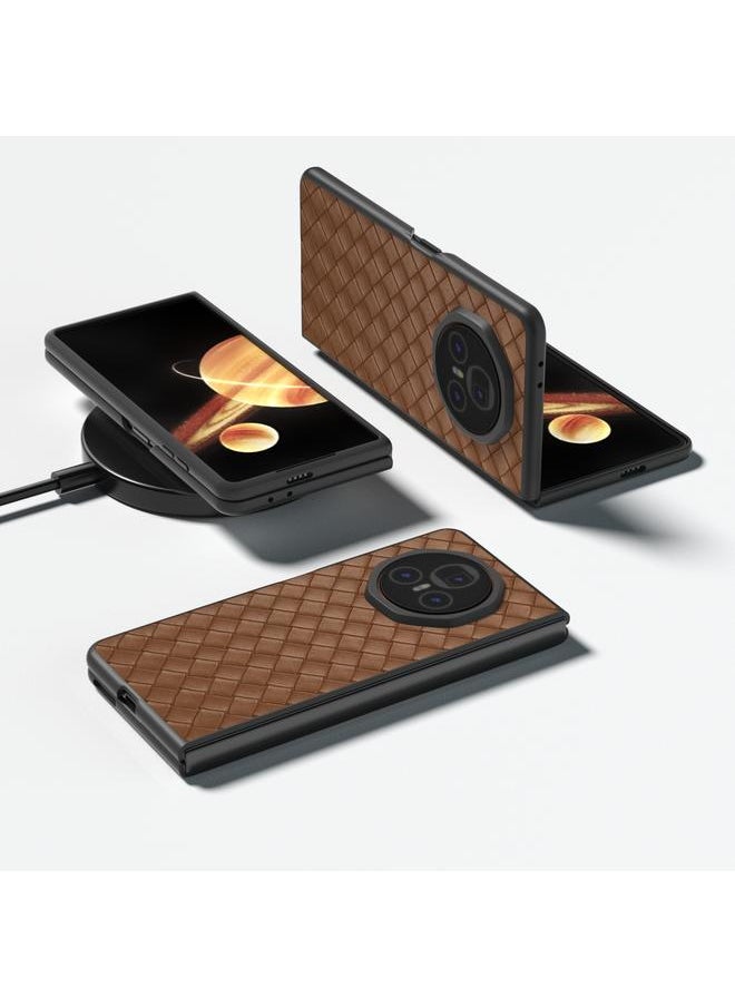 Zaboon Case For Honor Magic V3 Black Frame Woven Texture PU Phone Case  - Image 2