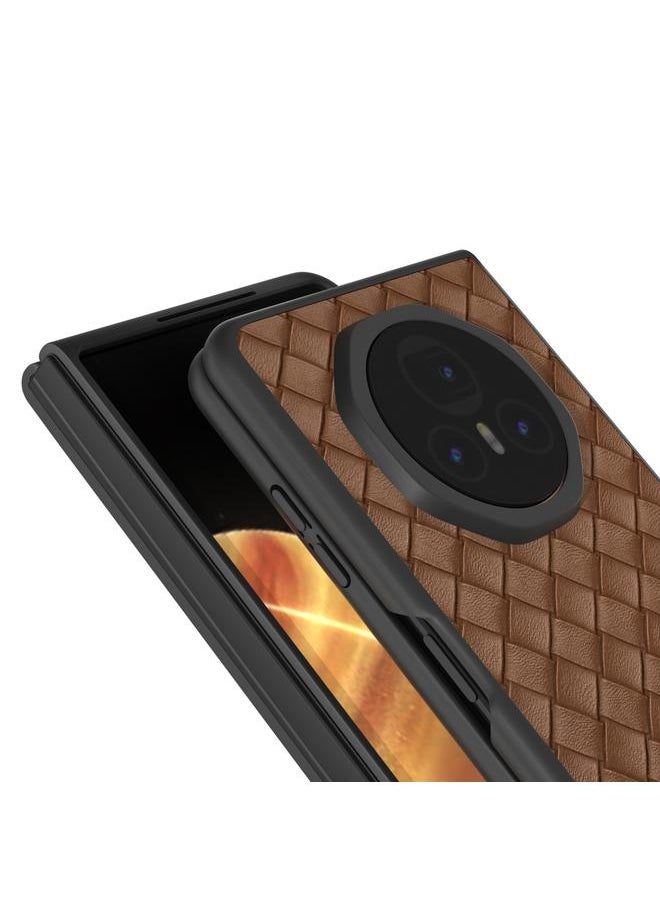 Zaboon Case For Honor Magic V3 Black Frame Woven Texture PU Phone Case  - Image 4
