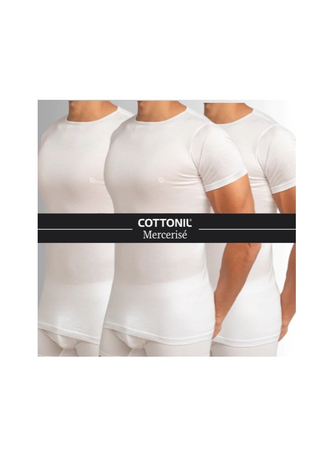 COTTONIL - Mercerise'® Men Half Sleeves Round Neck Undershirt White - Image 1