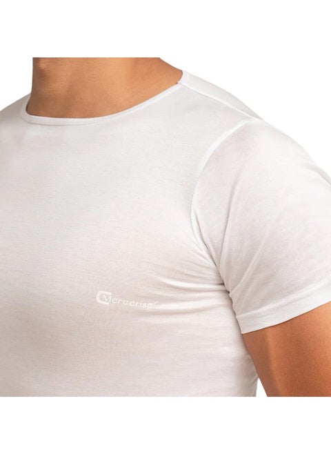 Mercerise'® Men Half Sleeves Round Neck Undershirt White