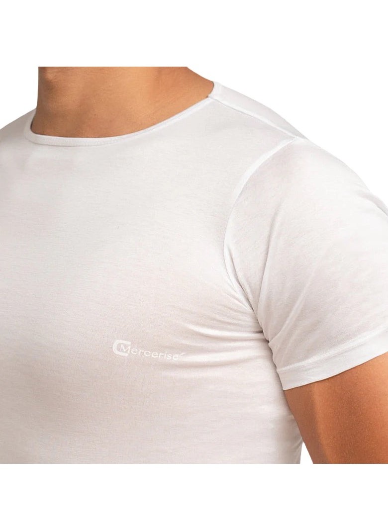 COTTONIL - Mercerise'® Men Half Sleeves Round Neck Undershirt White - Image 1