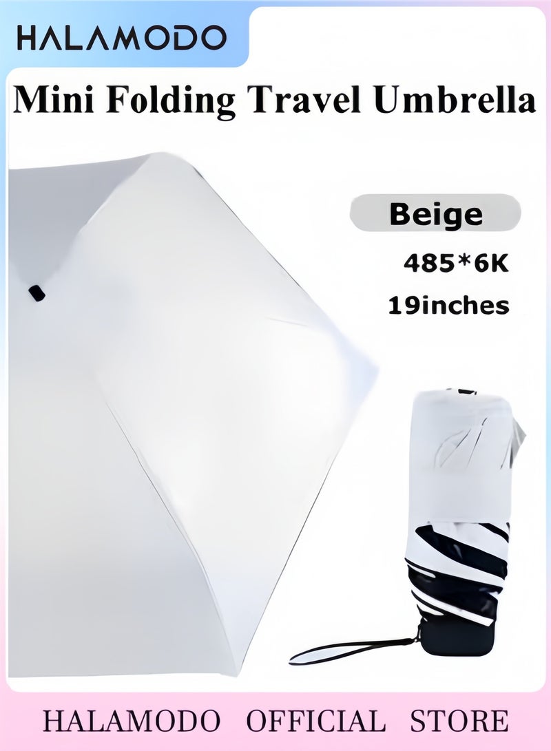 هالامودو مظلة سفر صغيرة، مظلة سفر صغيرة مقاومة للرياح وقابلة للطي، مظلة محمولة خفيفة الوزن مدمجة، مع حماية من الأشعة فوق البنفسجية بنسبة 95% للمطر والشمس، مظلة ذات طراز شائع للرجال والنساء - Image 1