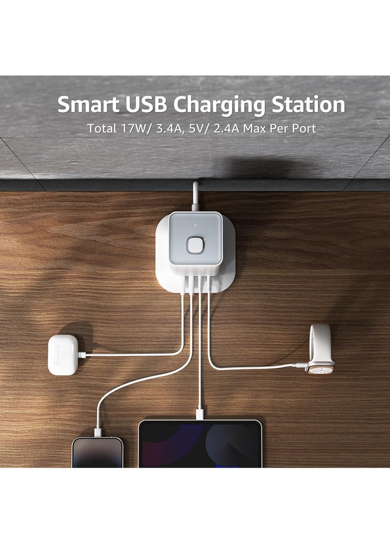 Generic - Tower Extension Lead with USB Slots, 12 Way Extension Tower Surge Protection with 4 USB Slots (2 Type C & 2 USB A) Multi Plug Tower Power Strip 3250W 13A Extension Cord 1.5M - Image 1