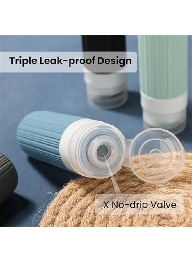 HOOKOR Travel Bottles for Toiletries,TSA Approved 3oz Leak Proof Travel Bottles, BPA Free Silicone Squeezable Containers, Travel Essentials Accessories Bottles with Toiletry Bag(4 Pack) (Black) - Image 2