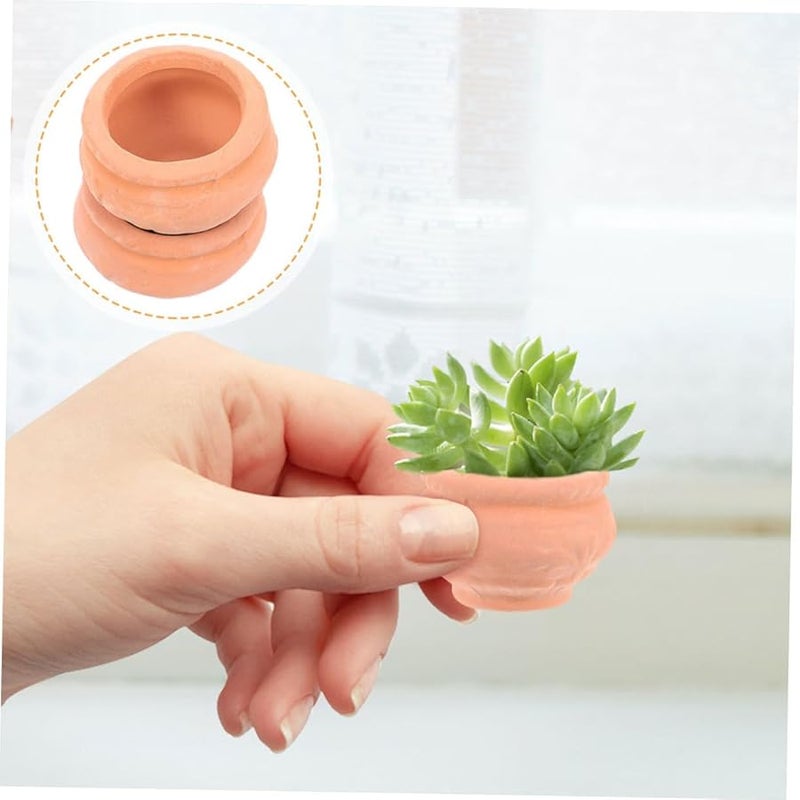 Mini Terracotta Flower Pots For Succulents 2pcs Small Clay Planters With Drainage - Image 4