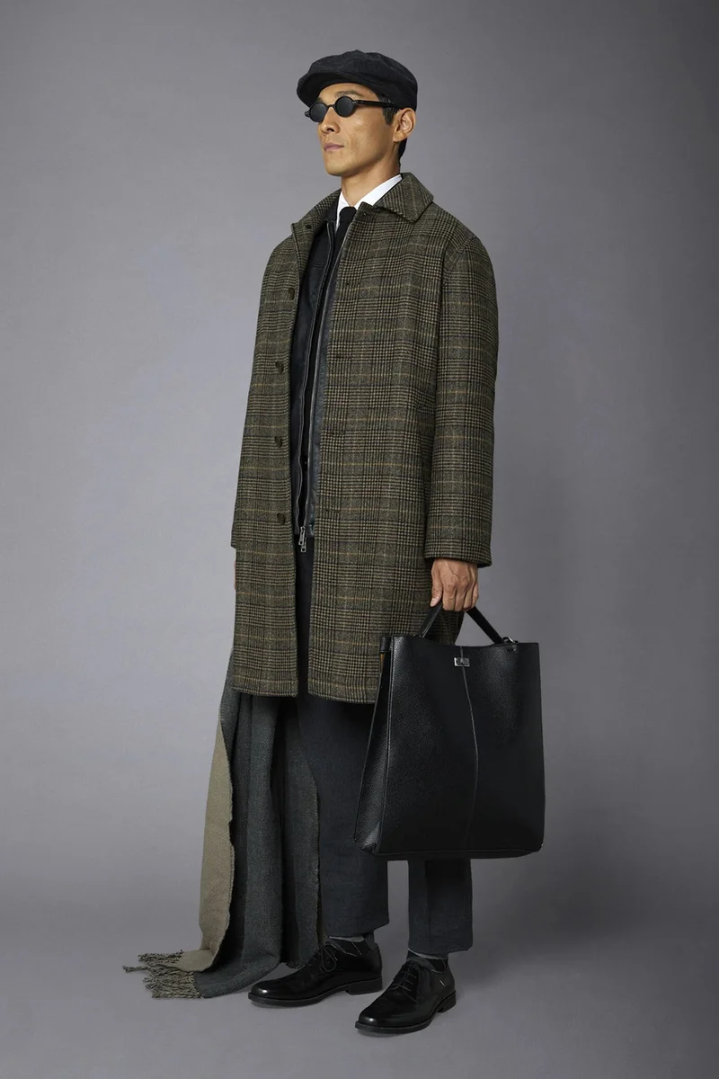 Doppelganger Brown Men's wool-blend single-breasted checked - Brown for Men | Best Price UAE