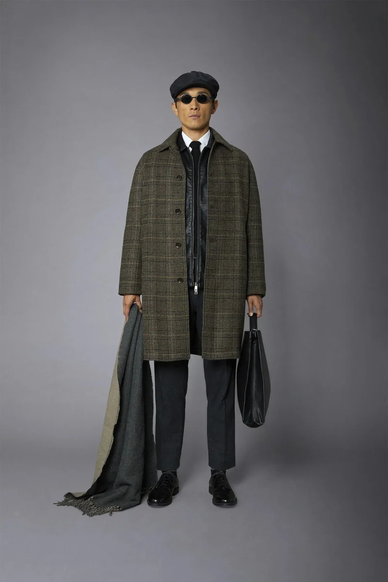 Doppelganger Brown Men's wool-blend single-breasted checked - Brown for Men | Best Price UAE