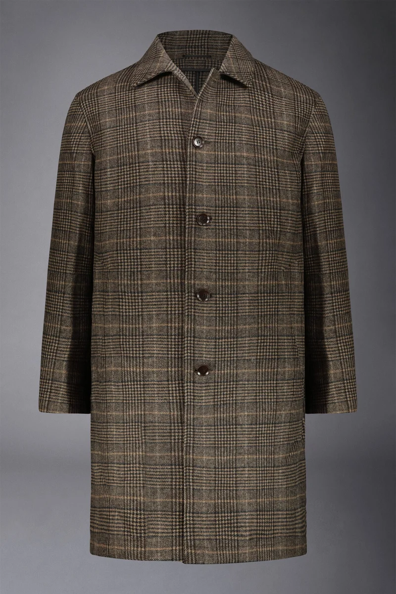 Doppelganger Brown Men's wool-blend single-breasted checked - Brown for Men | Best Price UAE