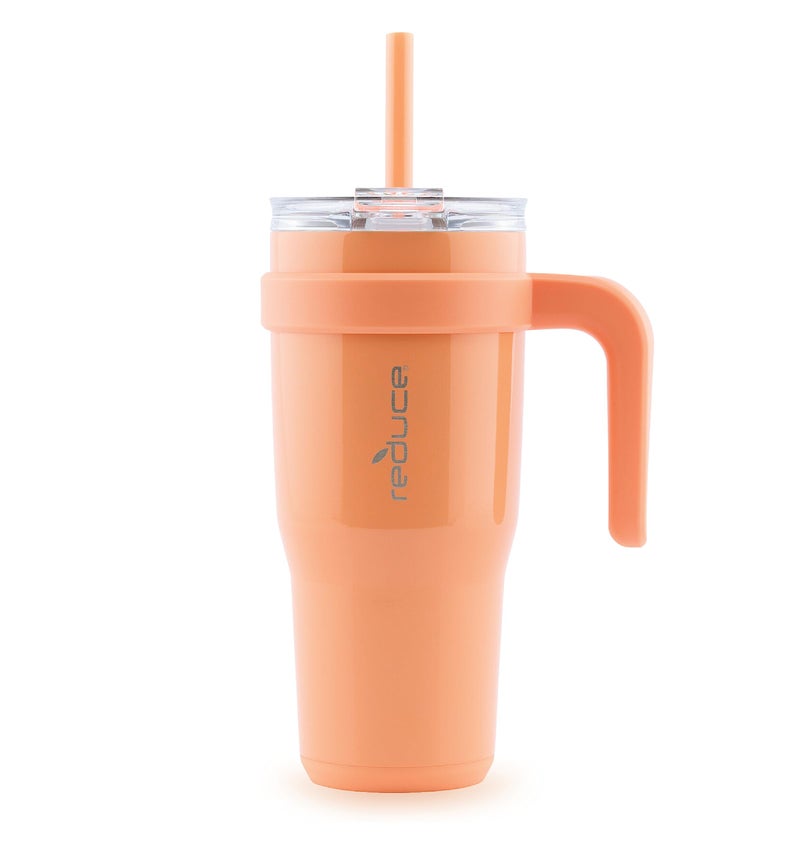 REDUCE 24 oz Stainless Steel Tumbler with Handle - Dual-Wall Vacuum Insulated Travel Mug  Sweat-Proof Lid & Reusable Straw - Keeps Drinks Cold for 24 Hrs  Fits Cupholders  Dishwasher Safe - Papaya - Image 1