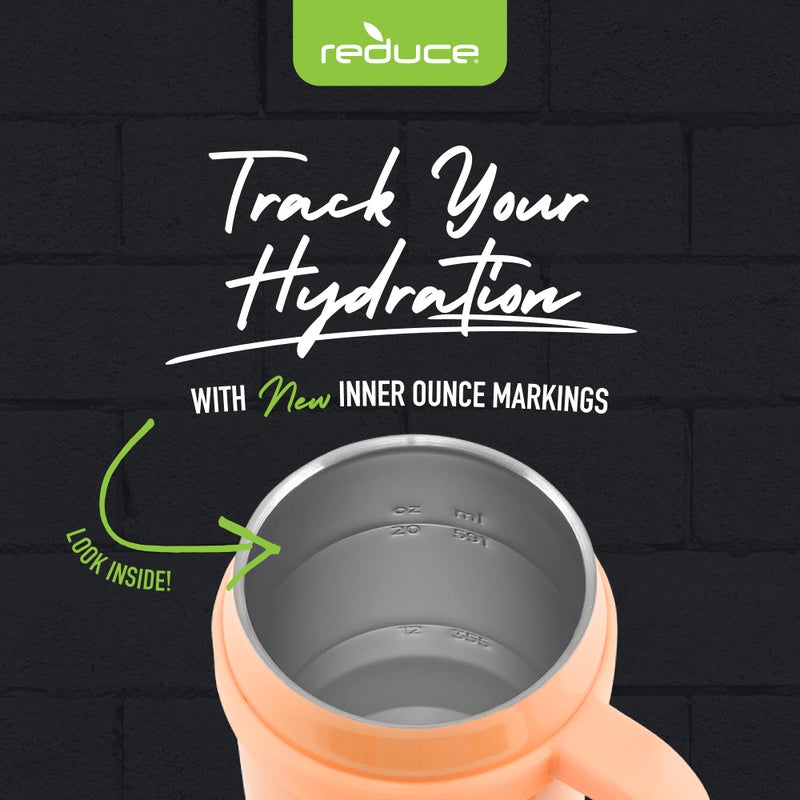 REDUCE 24 oz Stainless Steel Tumbler with Handle - Dual-Wall Vacuum Insulated Travel Mug  Sweat-Proof Lid & Reusable Straw - Keeps Drinks Cold for 24 Hrs  Fits Cupholders  Dishwasher Safe - Papaya - Image 4