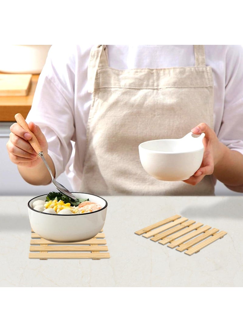 NFI essentials NFI essentials Pack of 5 Wooden Square Shape Coasters, Non-Slip Heat Insulation Pad Placemat for Drinks, Coffee, Bowl Dishes, Tea Cup, Table Coaster Kitchen Dining  - Image 2