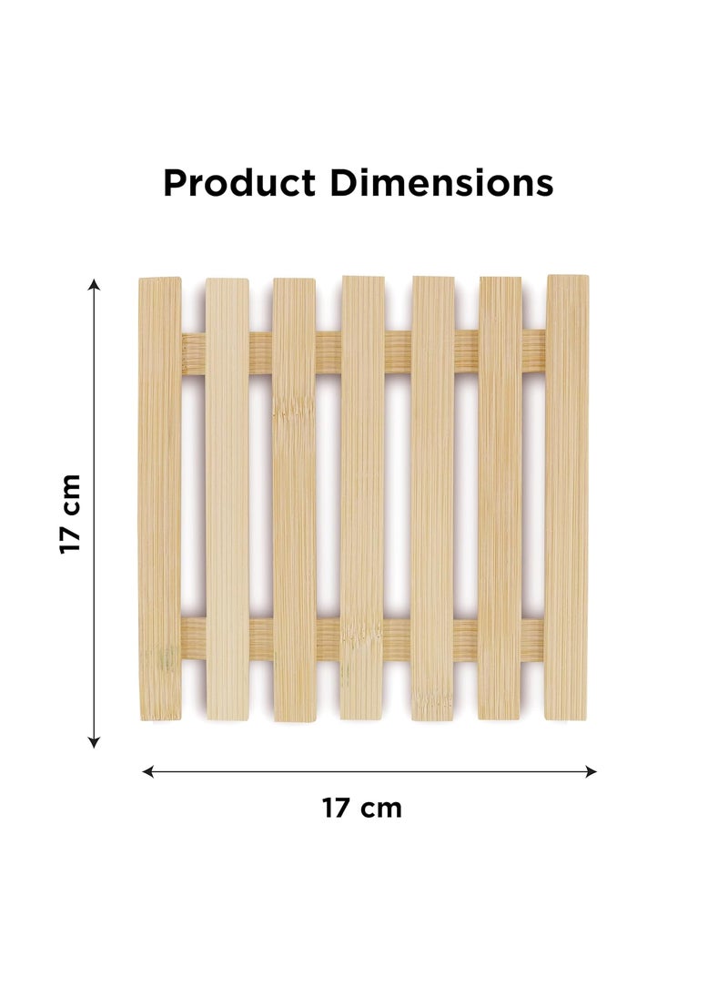 NFI essentials NFI essentials Pack of 5 Wooden Square Shape Coasters, Non-Slip Heat Insulation Pad Placemat for Drinks, Coffee, Bowl Dishes, Tea Cup, Table Coaster Kitchen Dining  - Image 4