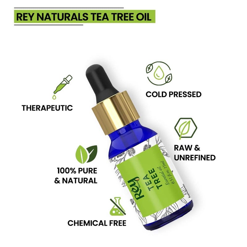 Rey Naturals Rey Naturals Pure Tea Tree Essential Oil Tea Tree Oil For For Hair Tea Tree Oil for face Tea Tree oil for skin Suitable For All Skin Hair Types 15ml - Image 3