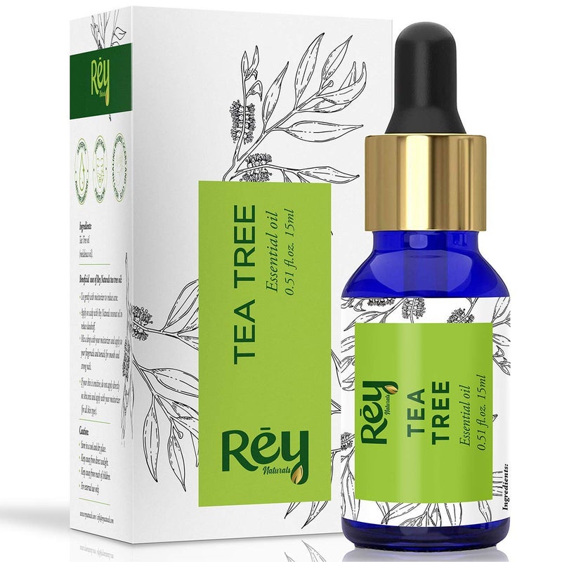 Rey Naturals Rey Naturals Pure Tea Tree Essential Oil Tea Tree Oil For For Hair Tea Tree Oil for face Tea Tree oil for skin Suitable For All Skin Hair Types 15ml - Image 1