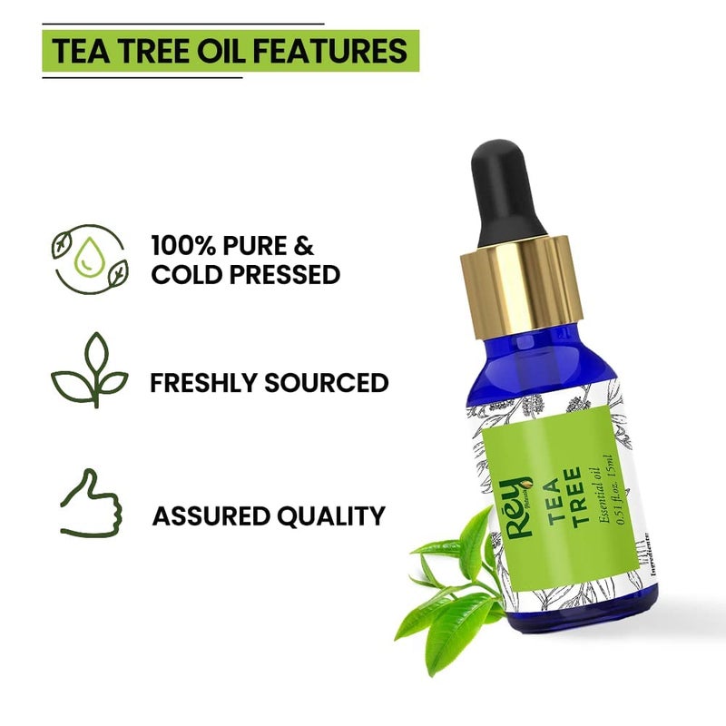 Rey Naturals Rey Naturals Pure Tea Tree Essential Oil Tea Tree Oil For For Hair Tea Tree Oil for face Tea Tree oil for skin Suitable For All Skin Hair Types 15ml - Image 5