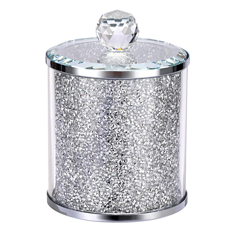 JUXYES Sparkle Glass Crushed Diamonds Canister for Sugar Coffee Tea Luxurious Diamond Style Storage Containers Sets with Lids Decorative Storage Jar for Kitchen Counter Dining Room