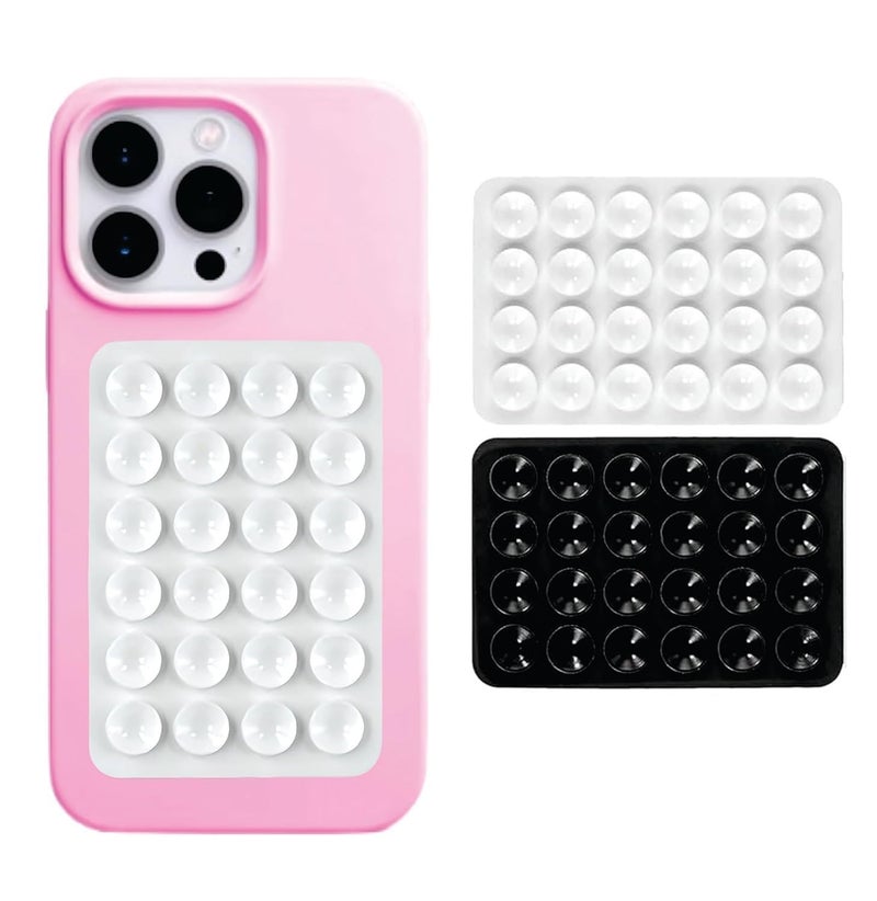 INEFABLE حافظة هاتف شفط، ملصق شفط للهاتف، حافظة هاتف شفط سيليكون لحامل ملحقات الهاتف بدون استخدام اليدين، ملحقات فيديو الهاتف (أسود، أبيض - عبوة من 2) - Image 1