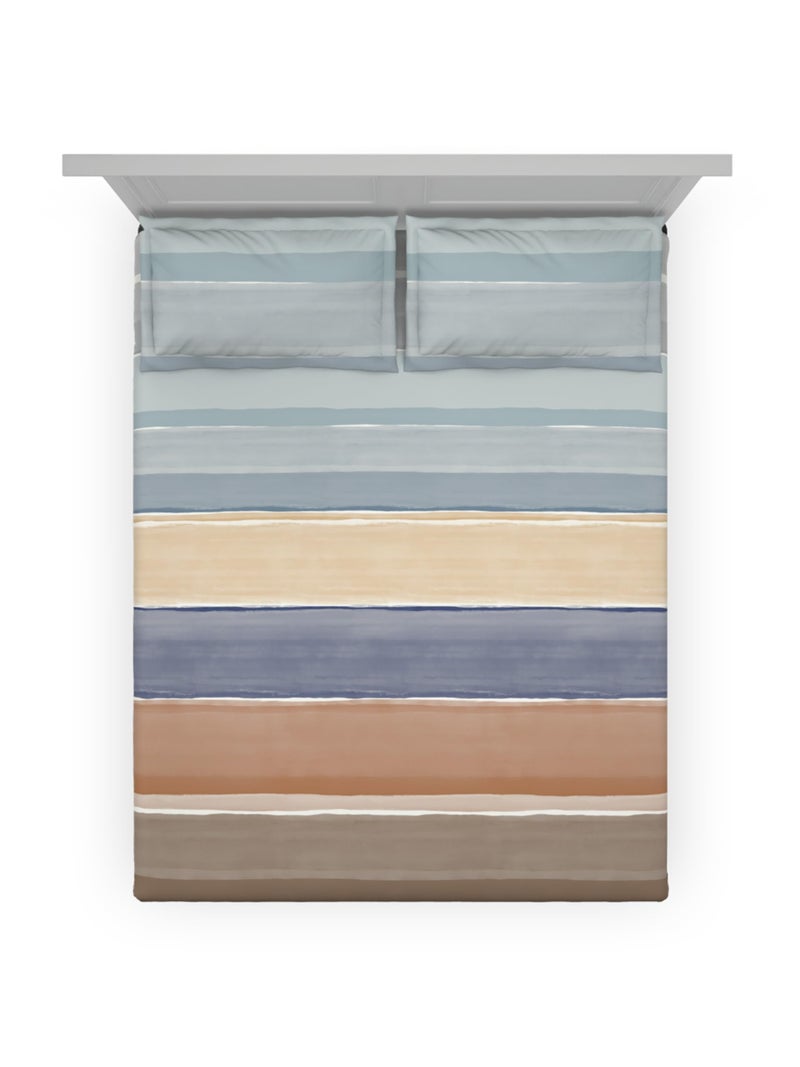 DDECOR Live beautiful Ddecor Primary Collection Bedsheet Set - 100% Cotton Bedsheet for Double Bed, Stripes 145 TC, Double Bedsheet with 2 Pillow Covers - Blue  - Image 3