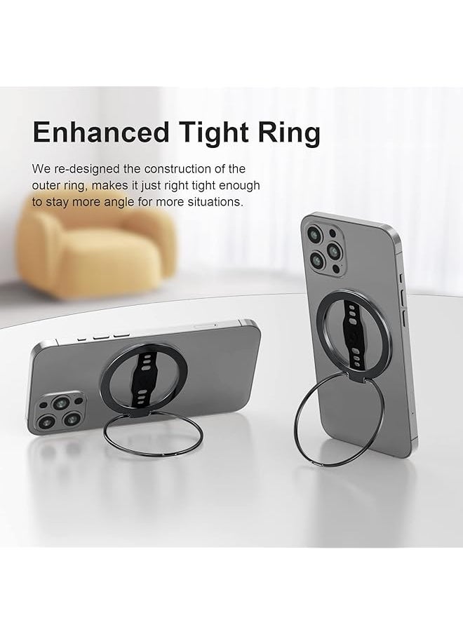 erorex Magnetic Phone Ring Holder Upgrade Phone Grip Stand Black Magnetic Finger Phone Ring Removable Magnetic Ring Holder Kickstand Loop Only For Iphone 14 13 12 Pro Max Plus  - Image 4