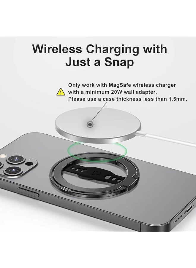 erorex Magnetic Phone Ring Holder Upgrade Phone Grip Stand Black Magnetic Finger Phone Ring Removable Magnetic Ring Holder Kickstand Loop Only For Iphone 14 13 12 Pro Max Plus  - Image 3