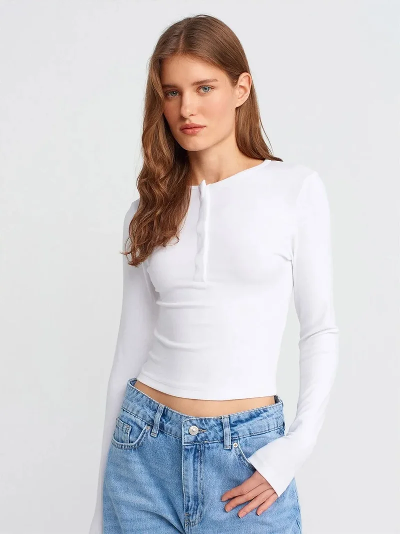 ديلفين DILVIN Slim Fit Long Sleeve Jersey Blouse