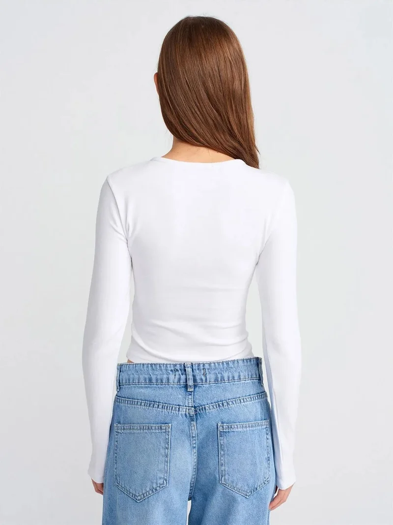 ديلفين DILVIN Slim Fit Long Sleeve Jersey Blouse