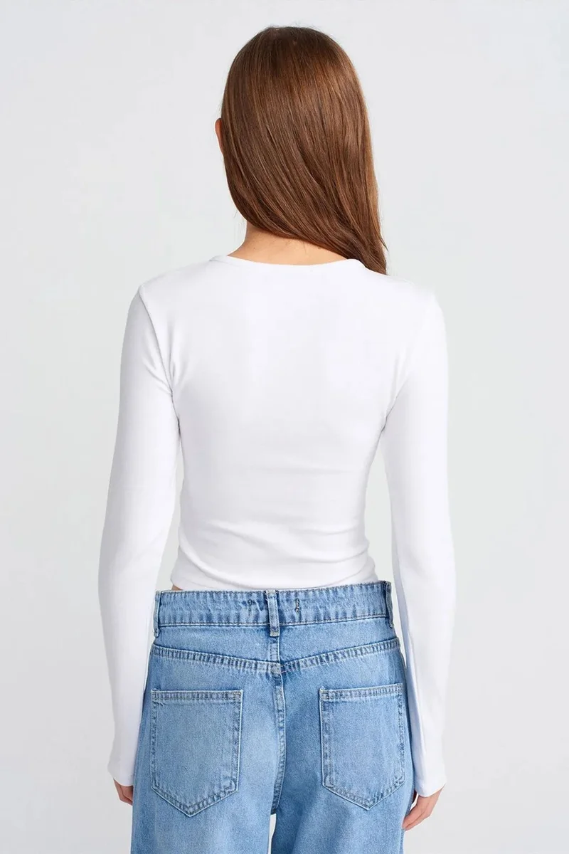 Dilvin DILVIN Slim Fit Long Sleeve Jersey Blouse