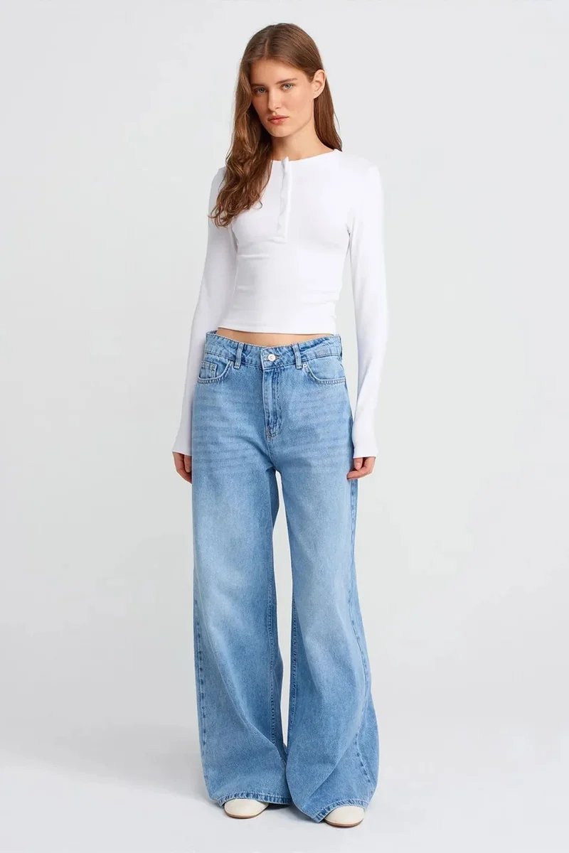 Dilvin White DILVIN Slim Fit Long Sleeve Jersey Blouse for Women | Best Price UAE