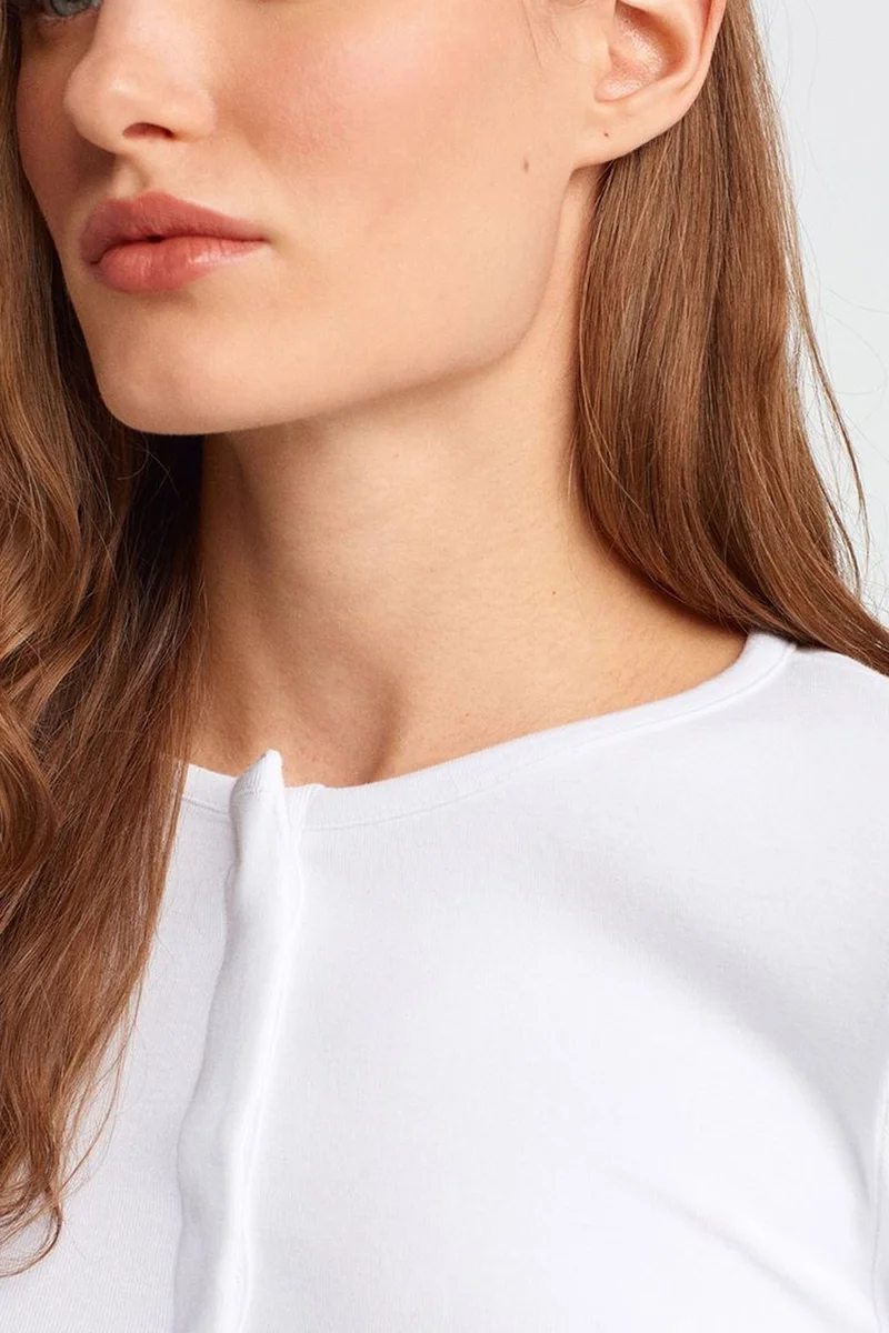 Dilvin White DILVIN Slim Fit Long Sleeve Jersey Blouse for Women | Best Price UAE