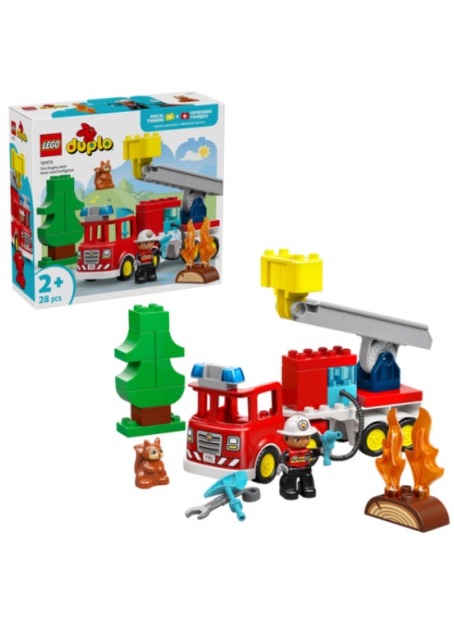 LEGO DUPLO - Fire Truck with Hose and Firefighter Building Set - Image 1