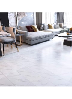 AUTOYSUR 12pcs Marble Tile Stickers,Wall Sticker Self-adhesive,3D Wall Panel,15.7"x31.5"Peel and Stick Floor Tile for Home Living Room Kitchen Bathroom Decor White  - Image 2