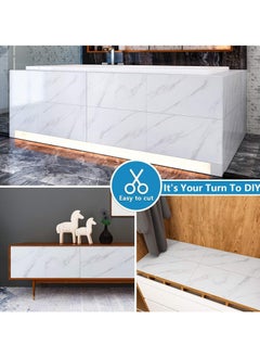 AUTOYSUR 12pcs Marble Tile Stickers,Wall Sticker Self-adhesive,3D Wall Panel,15.7"x31.5"Peel and Stick Floor Tile for Home Living Room Kitchen Bathroom Decor White  - Image 5
