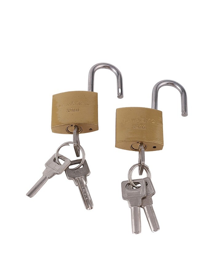 LAWAZIM - Brass Padlock -2 Piece 32mm- Keyed Anti-pick Tamper-proof Weather-resistant Lock Enhanced Security Protection from Theft for Gates Doors Sheds Lockers Toolboxes Bikes Luggage and Cabinets - Image 1