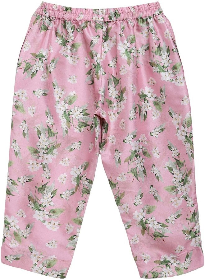 Ahalyaa Girls Girls Pink Poly Silk Solid Kids Kurta with Printed Pant Set (2K-91-COM-KDKUPN-5-6Y-RL) - Image 5