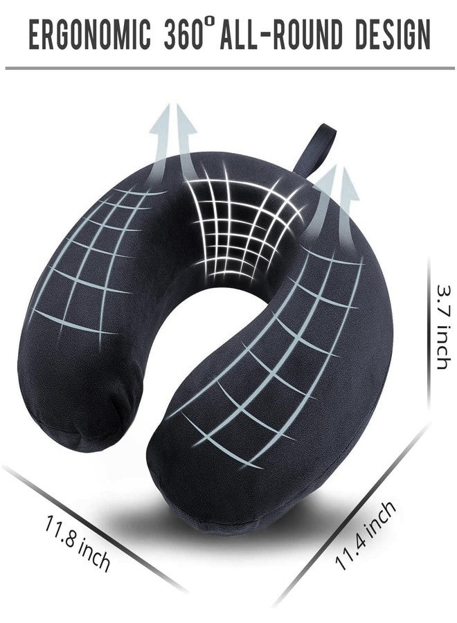 EOXO Travel Neck Pillow for Airplane, Car & Train | Memory Foam Travel Pillow | Neck Support Cushion for Men & Women | Soft U-Shape Pillow for Sleeping & Travel Comfort (Black, Pack of 1) - Image 3