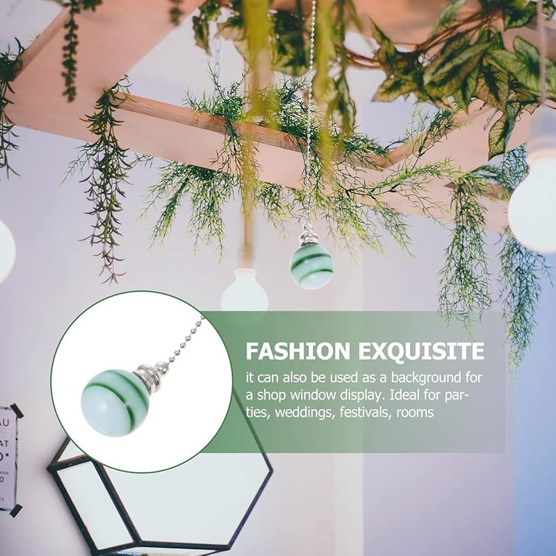 Green Ceramic Pull Chain Pendant Fan Light Ceiling Hanging Lamp Decoration - Image 3