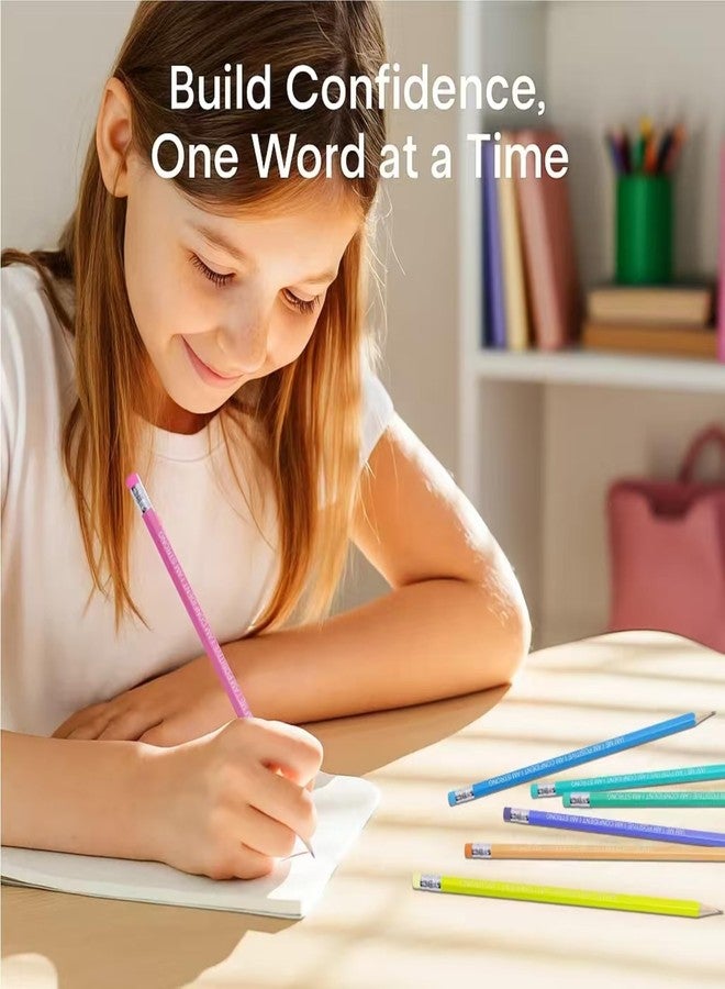 Ouksma Pre-Sharpened Inspirational Pastel Pencils - HB #2 Affirmation Pencils with Motivational Quotes - Aesthetic School Supplies for Students, Teachers (Strong, 24) - Image 4