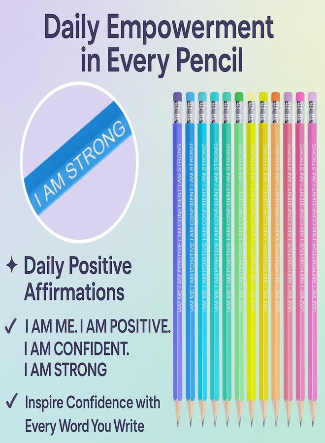 Ouksma Pre-Sharpened Inspirational Pastel Pencils - HB #2 Affirmation Pencils with Motivational Quotes - Aesthetic School Supplies for Students, Teachers (Strong, 24) - Image 3
