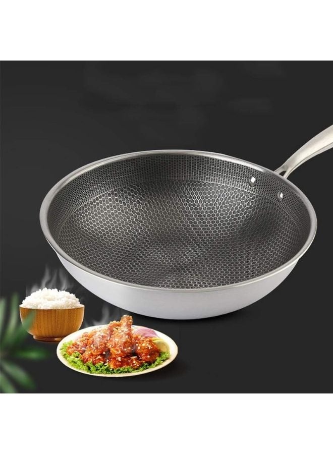 Happy Home Wok Pan Non-Stick Stainless Steel Stir Fry Pan with Handle – Honeycomb Structure-32cm - Image 4